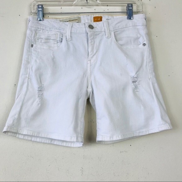 Anthropologie Pilcro Letterpress Stet Off White Distressed Jean Denim Shorts 26 - Picture 5 of 13